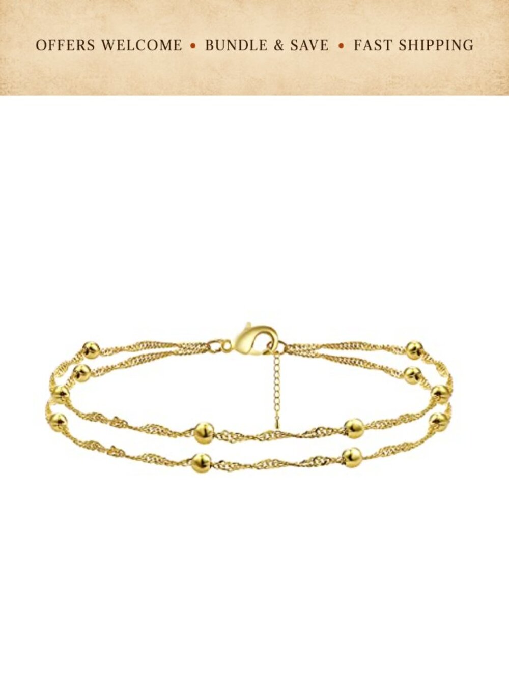 Dainty Gold Plated Link Bracelet Adjustable Chain for Women